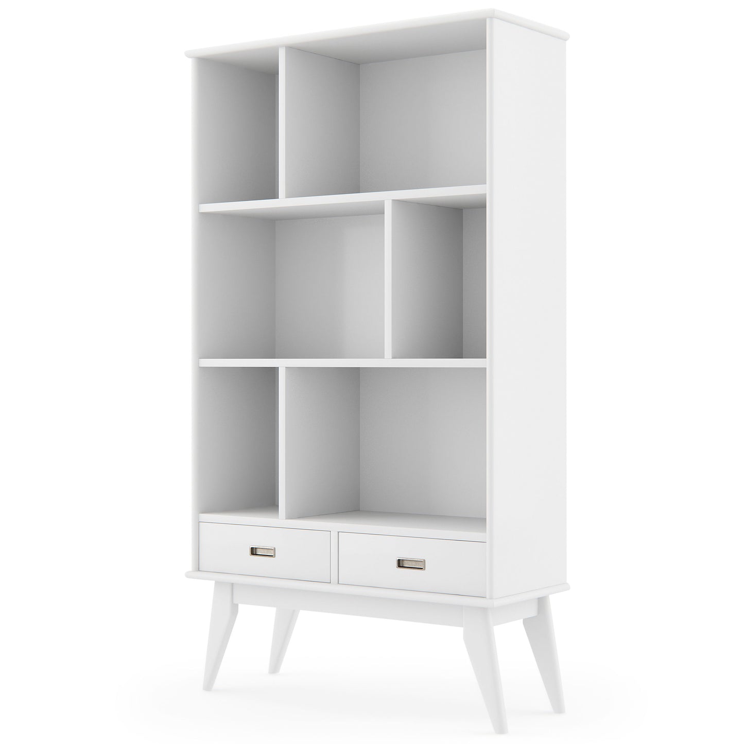 Draper - Mid Century Wide Bookcase And Storage Unit - White