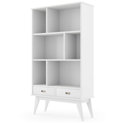 Draper - Mid Century Wide Bookcase And Storage Unit - White