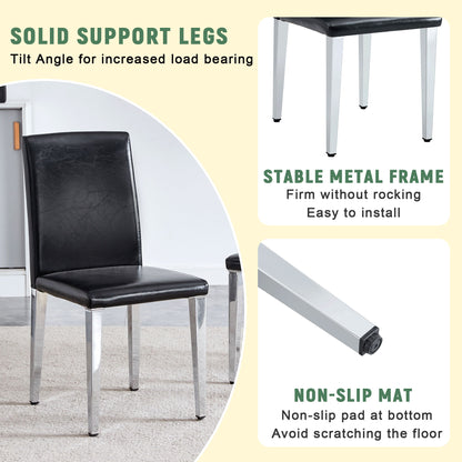 (Set of 4) Backrest Chairs With Silver Metal Legs A Perfect Match For Minimalist And Modern Home Styles - Black / Silver