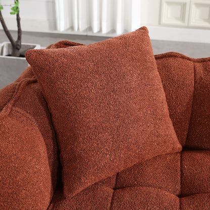 Soft Beanbag Chair With High Resilience Foam Core For Two People, The Comfortable Square Recliner Sofa Is Ideal For Family Members And Friends Engaged In Games, Reading, Watching TV - Red / Brown