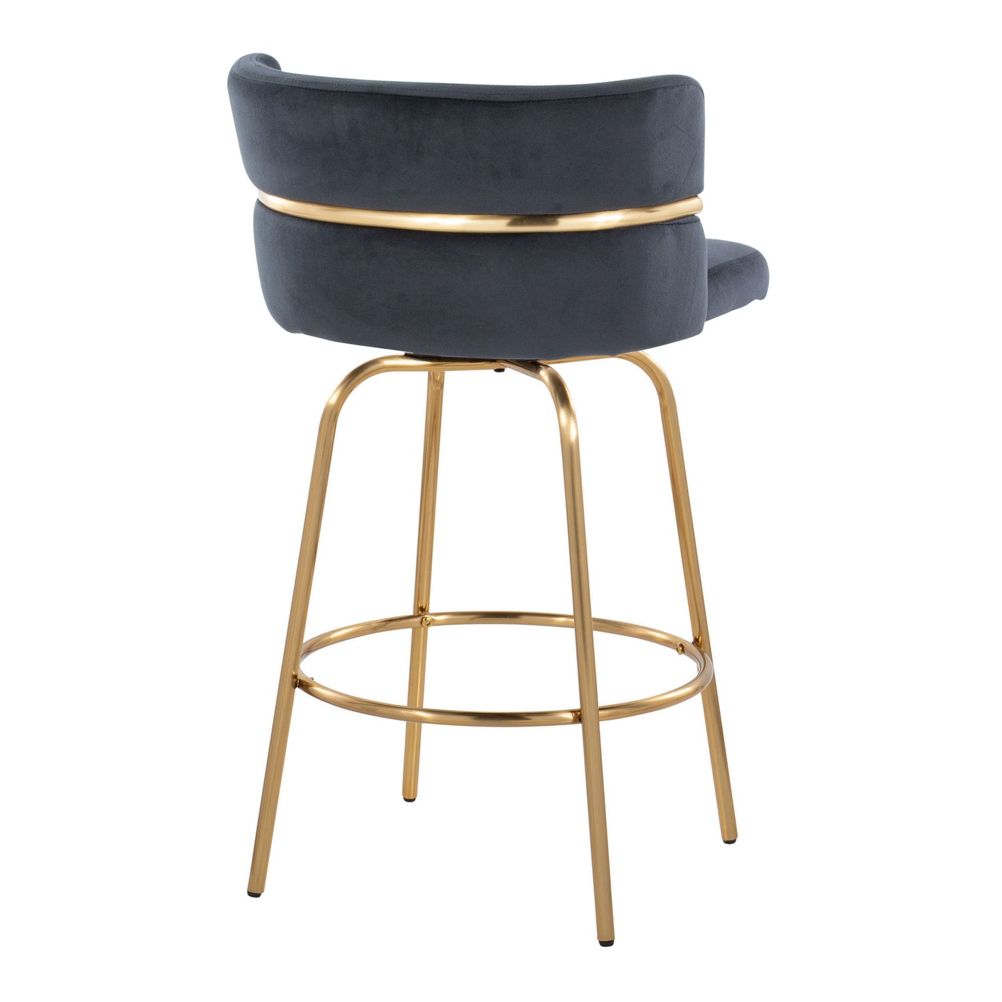 Cinch - Glam / Art Deco Fixed Height Counter Stool With Swivel With Round Footrest (Set of 2) - Gold / Black