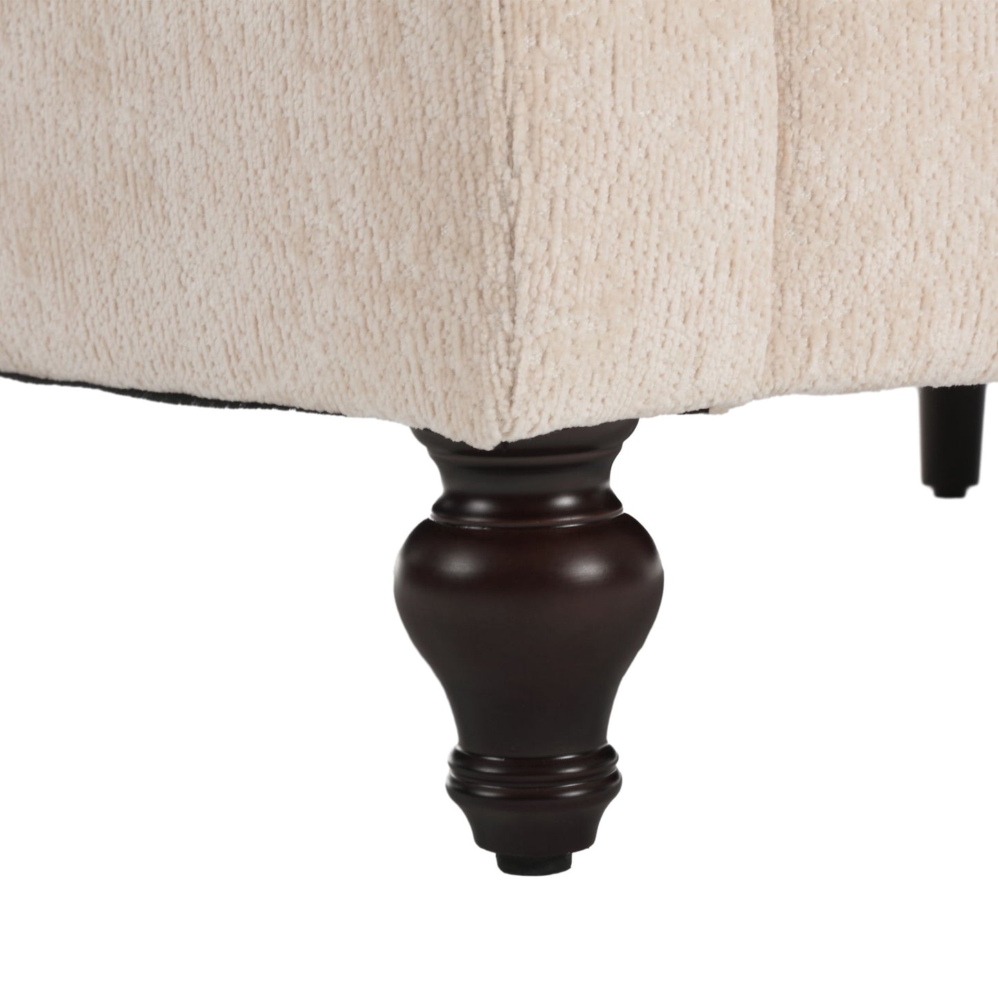 Mid Century Modern Chenille Fabric Loveseat Sofa With Brown Wood Feet, 2 Seat Upholstered Couch For Living Room And Bedroom - Beige