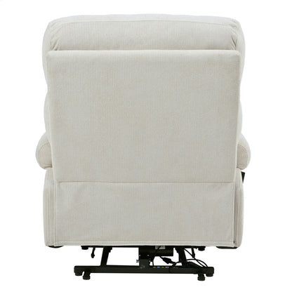 Oversized Power Lift Recliner Chair - Electric Fabric Reclining Sofa Chair With Remote Control, Side Pocket, And Spacious Seat For Home Theater - Light Gray