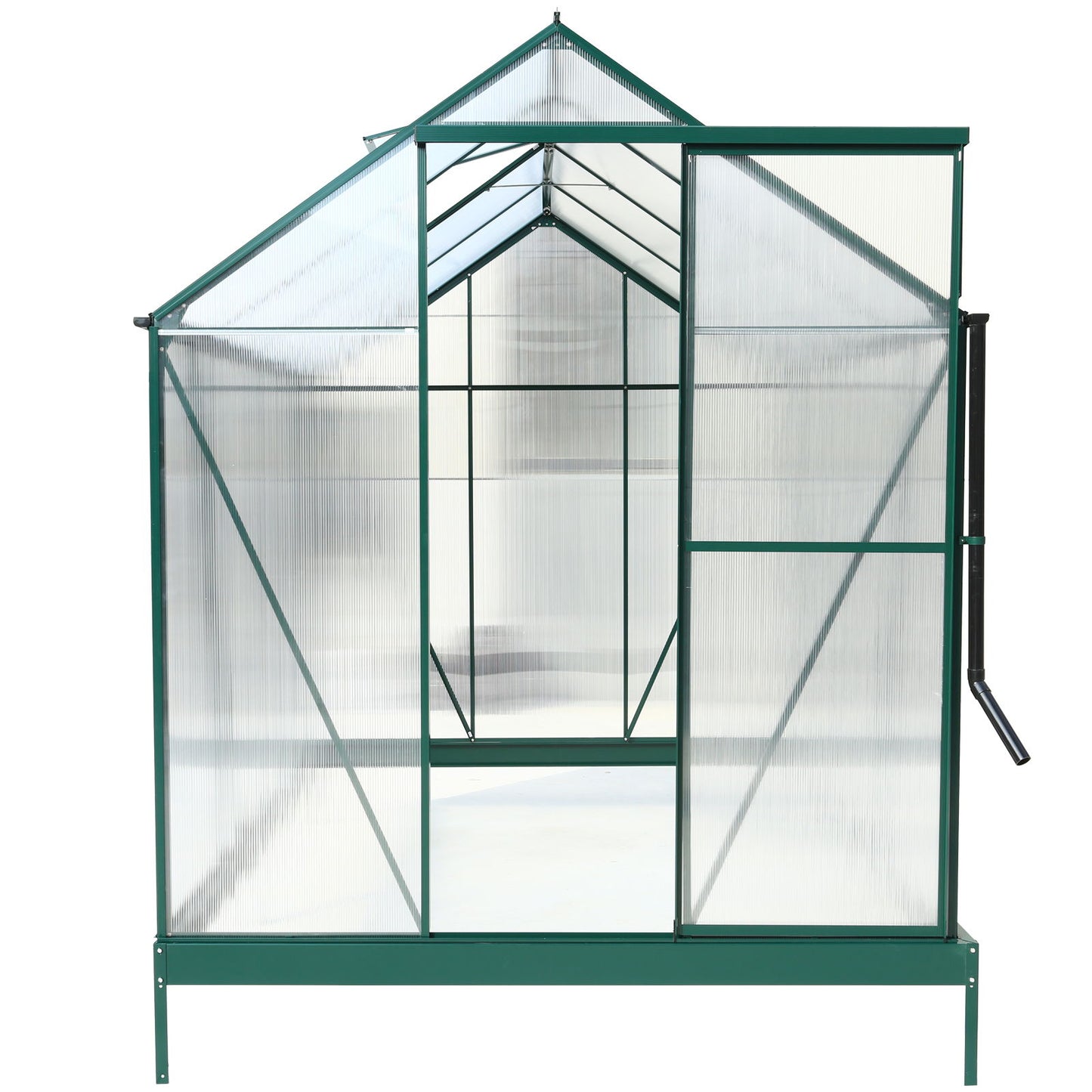 6.3'x8.2'x7' Polycarbonate Greenhouse, Heavy Duty Outdoor Aluminum Walk-In Green House Kit With Rain Gutter, Vent And Door For Backyard Garden - Green