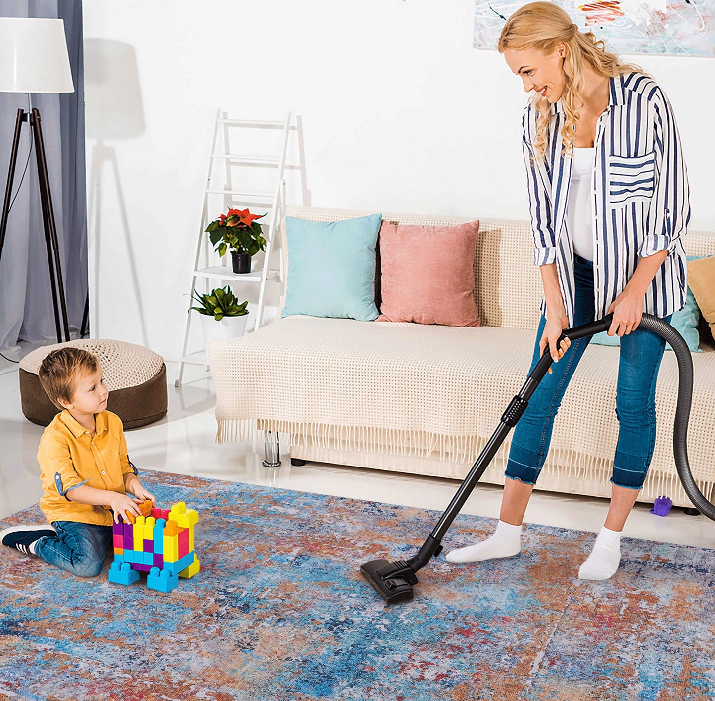 Maval - 5' X 8' Area Rug Washable Arearug - Multi