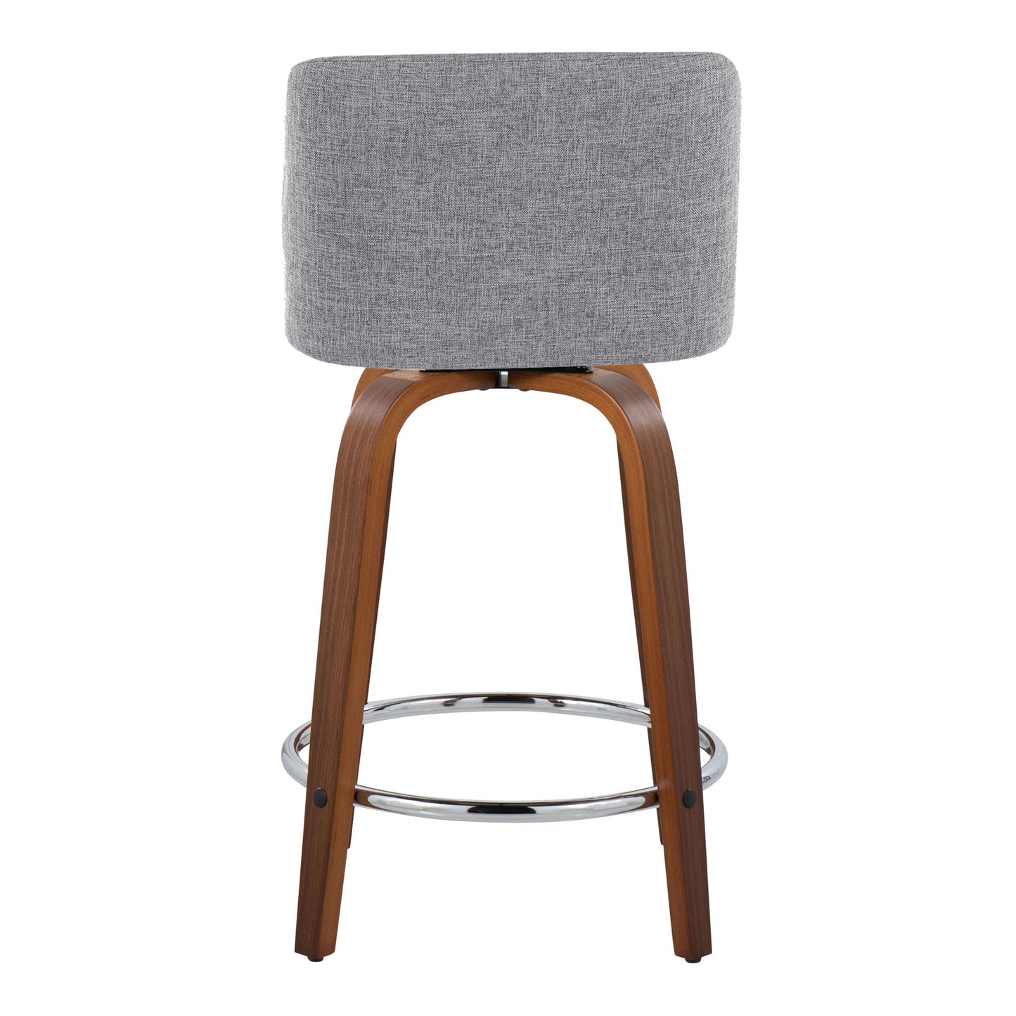 Toriano - Mid-Century Modern Fixed Height Counter Stool & Swivel And Round Footrest (Set of 2) - Walnut / Gray