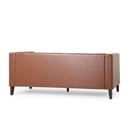 Comfy 3 Seat Sofa With Tufted Back, Modern For Living Room - Light Brown