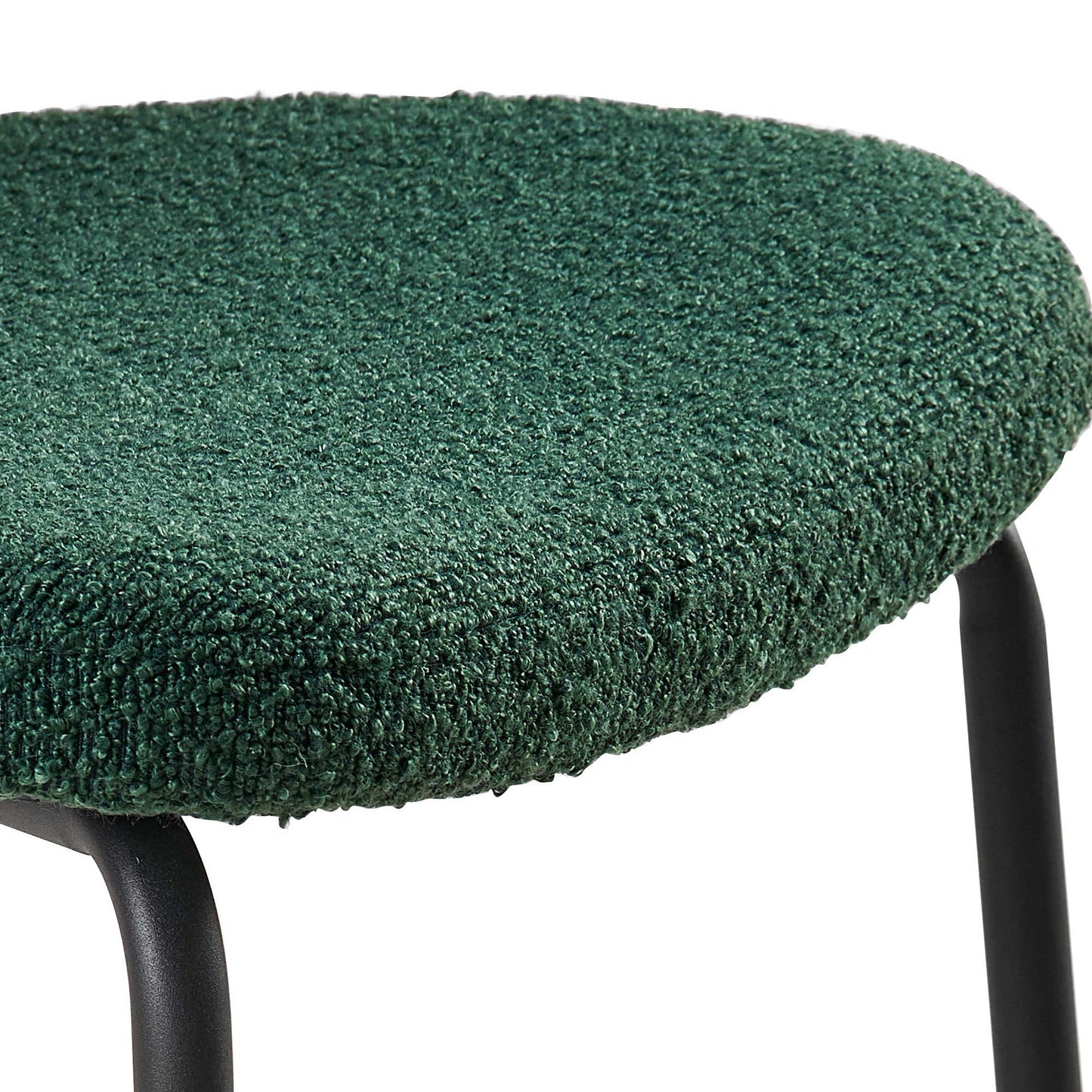 Boucle Dining Chairs, Dining Chairs With Metal Legs For Dining Room, Kitchen, Living Room (Set of 2) - Dark Green