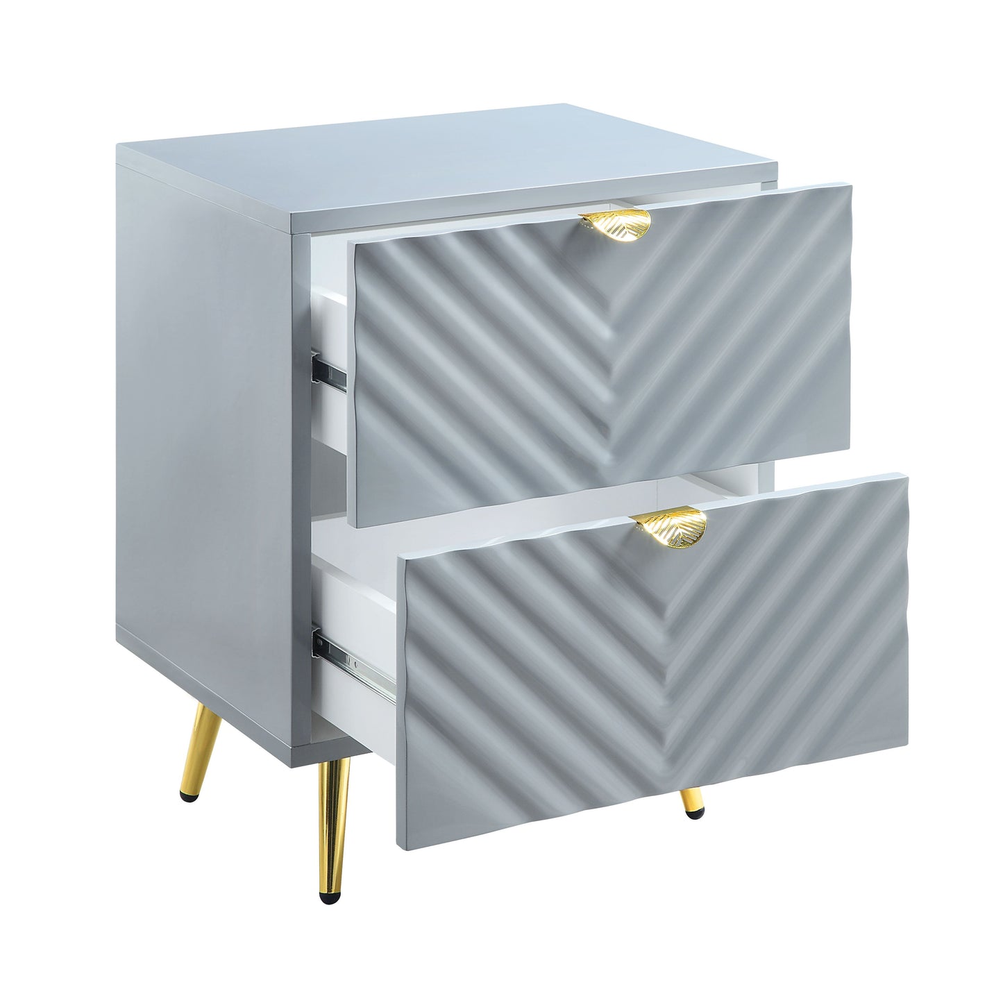 Gaines - High Gloss Nightstand - Gray