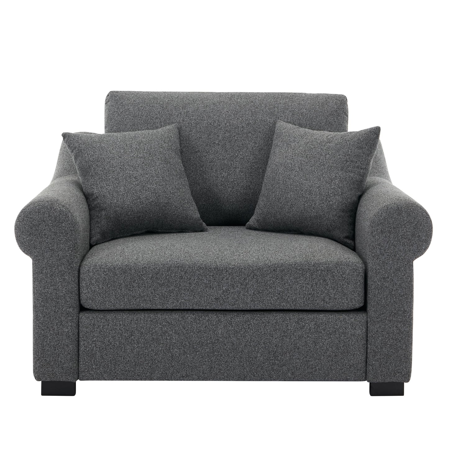 Modern Chenille Oversized Armchair, Chair And A Half, Single Sofa For Bedroom, Living Room, Wide - Gray