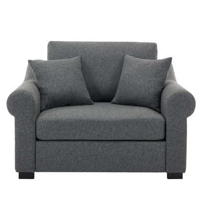 Modern Chenille Oversized Armchair, Chair And A Half, Single Sofa For Bedroom, Living Room, Wide - Gray