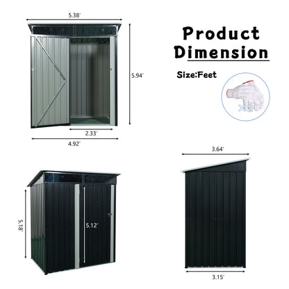 Tc53Bl Outdoor Metal Storage Shed Transparent Plate - Black