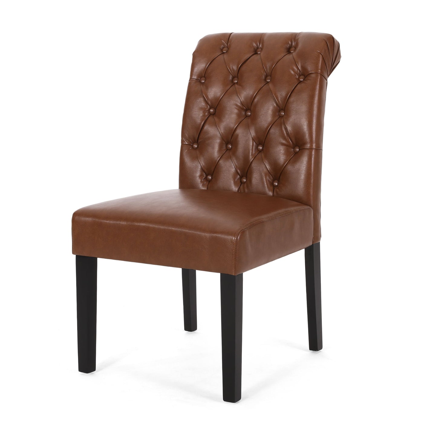 Broxton - Tuft Dining Rolltop Chair (Set of 2), Contemporary Design - Light Brown