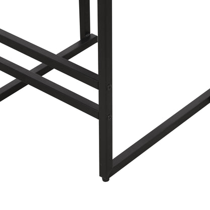 Elegant Bar Stool Set With Backrest And Footrest, Upholstered, Iron Frame, Counter Height - Black