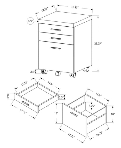 File Cabinet, Rolling Mobile, Storage Drawers, Printer Stand, Office, Contemporary And Modern - Taupe
