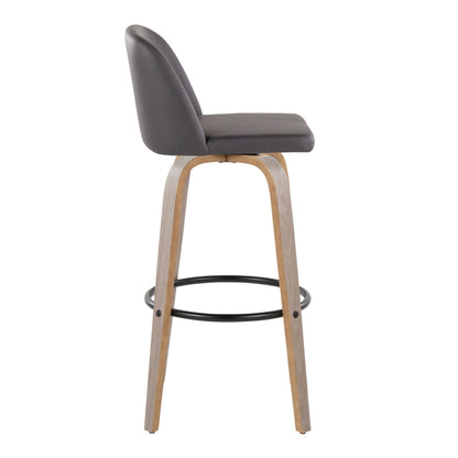 Toriano - Contemporary Fixed - Height Barstool With Swivel With Round Footrest (Set of 2) - Gray