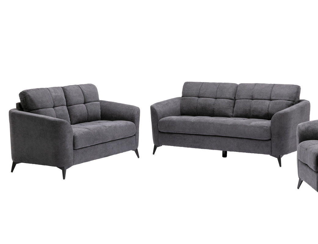 Callie - Woven Fabric Living Room Sofa, Loveseat (Set of 2) - Gray