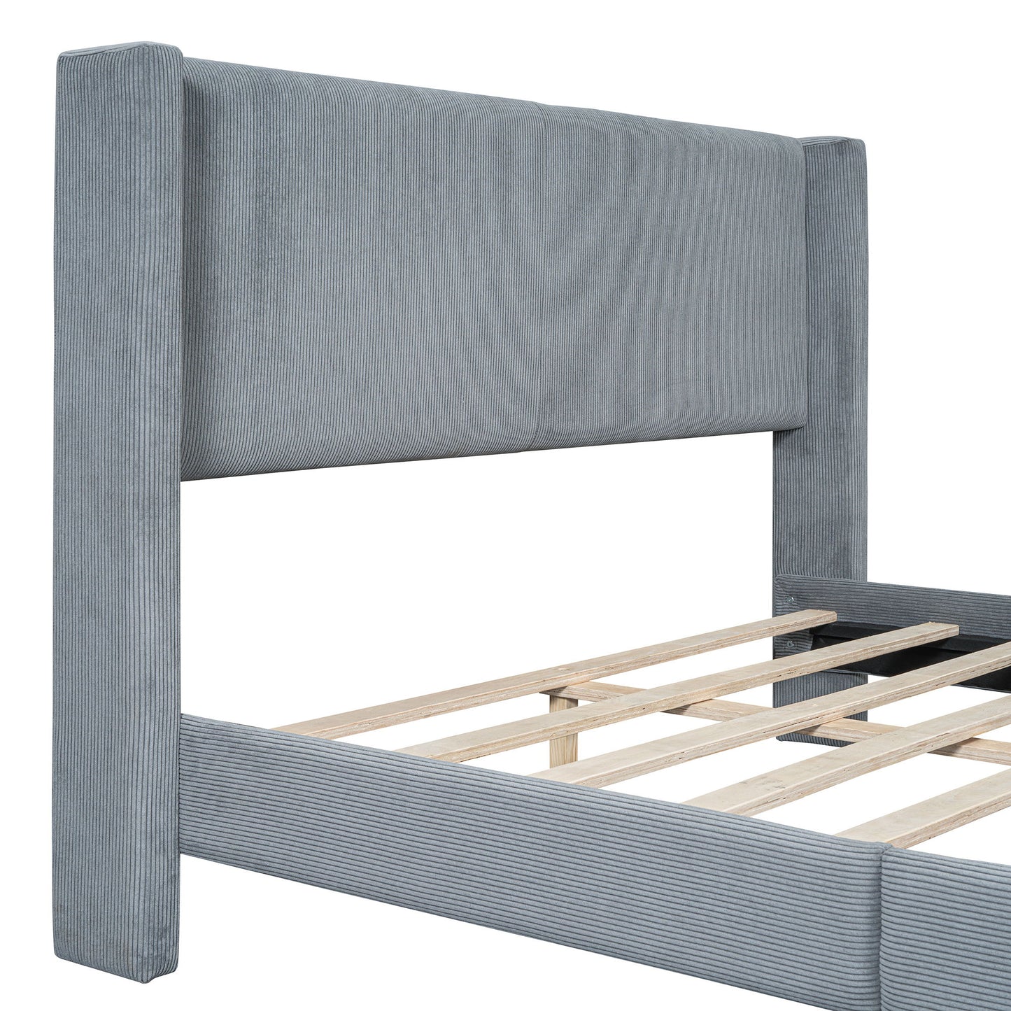 Queen Size Platform Contemporary Bed With Legs - Gray