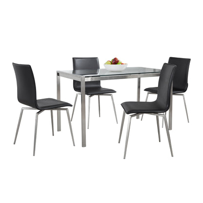 Fuji Mason - Upholstered Swivel Contemporary Dining Set, Glass, 5 Piece - Black / Multicolor