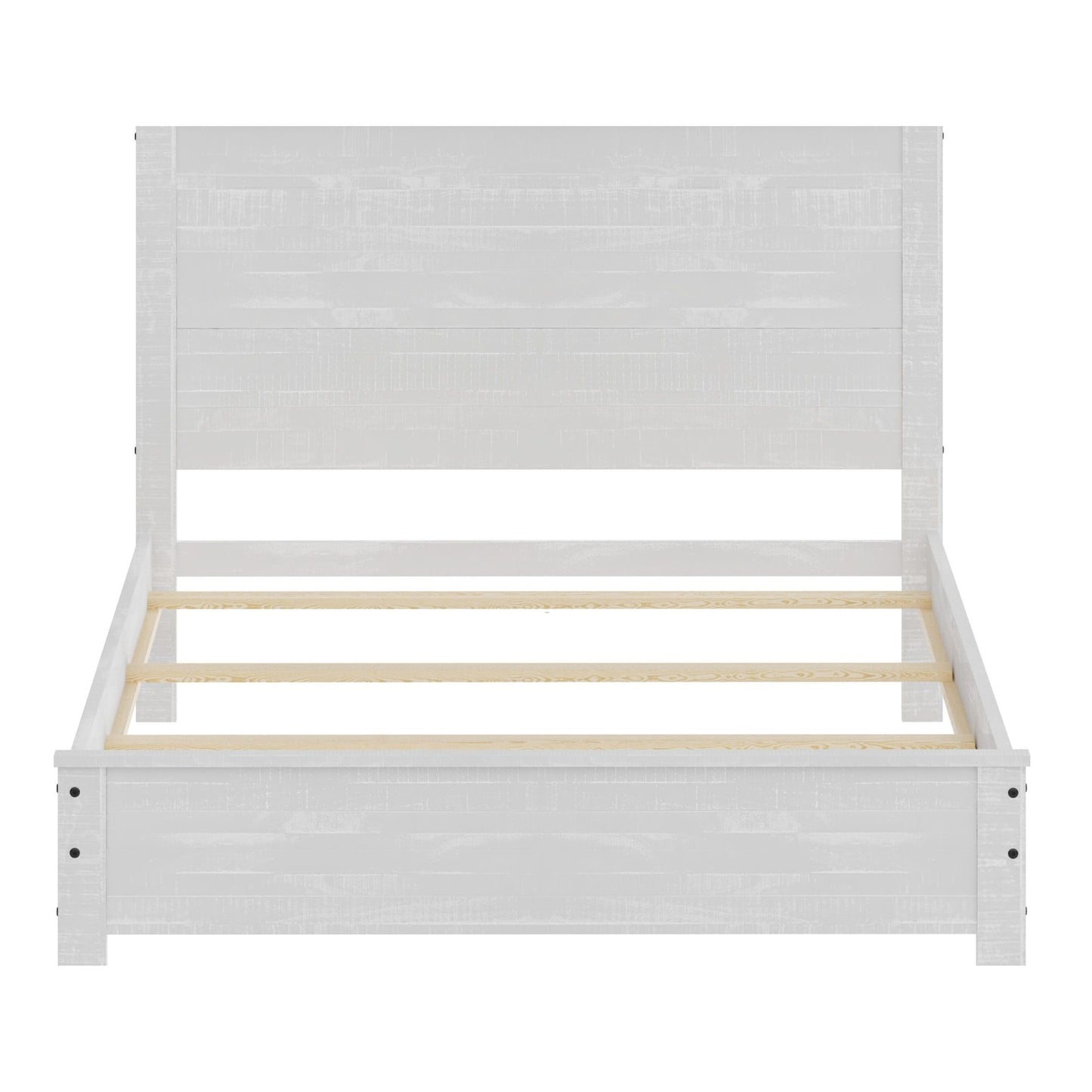 Albany - Queen Bed Frame With Headboard, Heavy Duty Modern Rustic Design - White