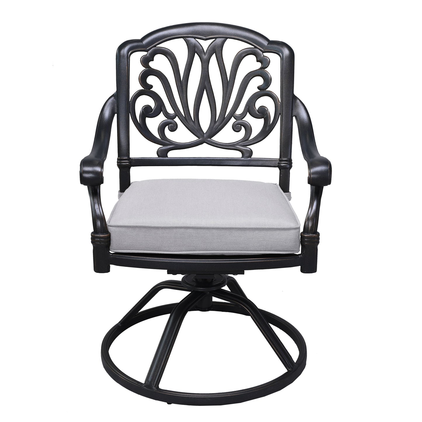Square 8 Person 64" Long Aluminum Dining Set With Cushions With Swivel And Rocking Chairs - Dark Gray / White