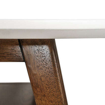 Mid - Century Modern Coffee Table Lower Shelf - Off White / Pecan