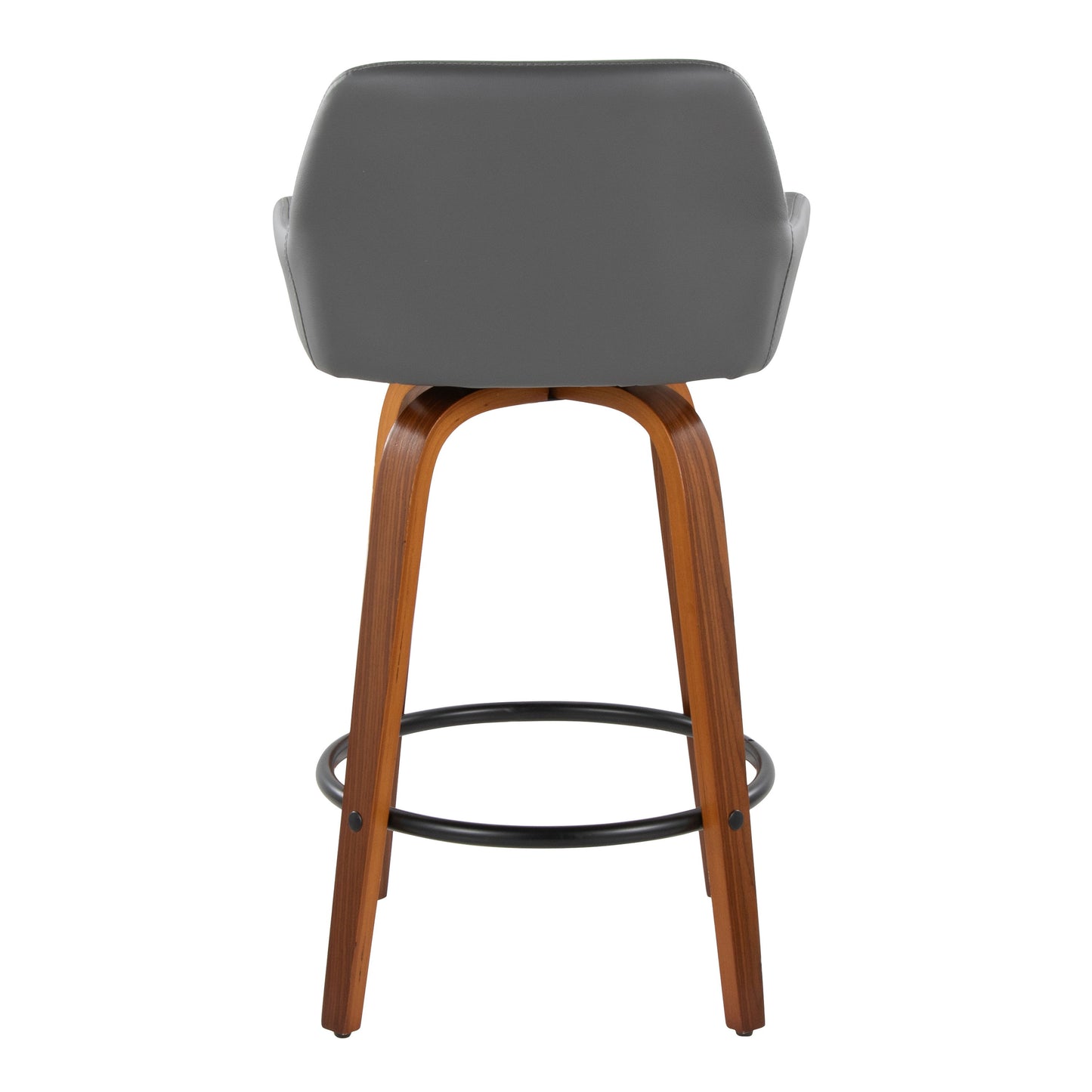 Daniella - Contemporary Fixed Height Counter Stool With Swivel With Round Footrest (Set of 2) - Walnut / Gray