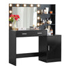 Vanity Desk With Mirror And Lights, 46.4In Dressing Table With 2 Large Drawer & Large Vertical Organizer, 3 Level Dresser & 3 Lighting Modes Adjustable Brightness, Suitable For Bedroom - Black