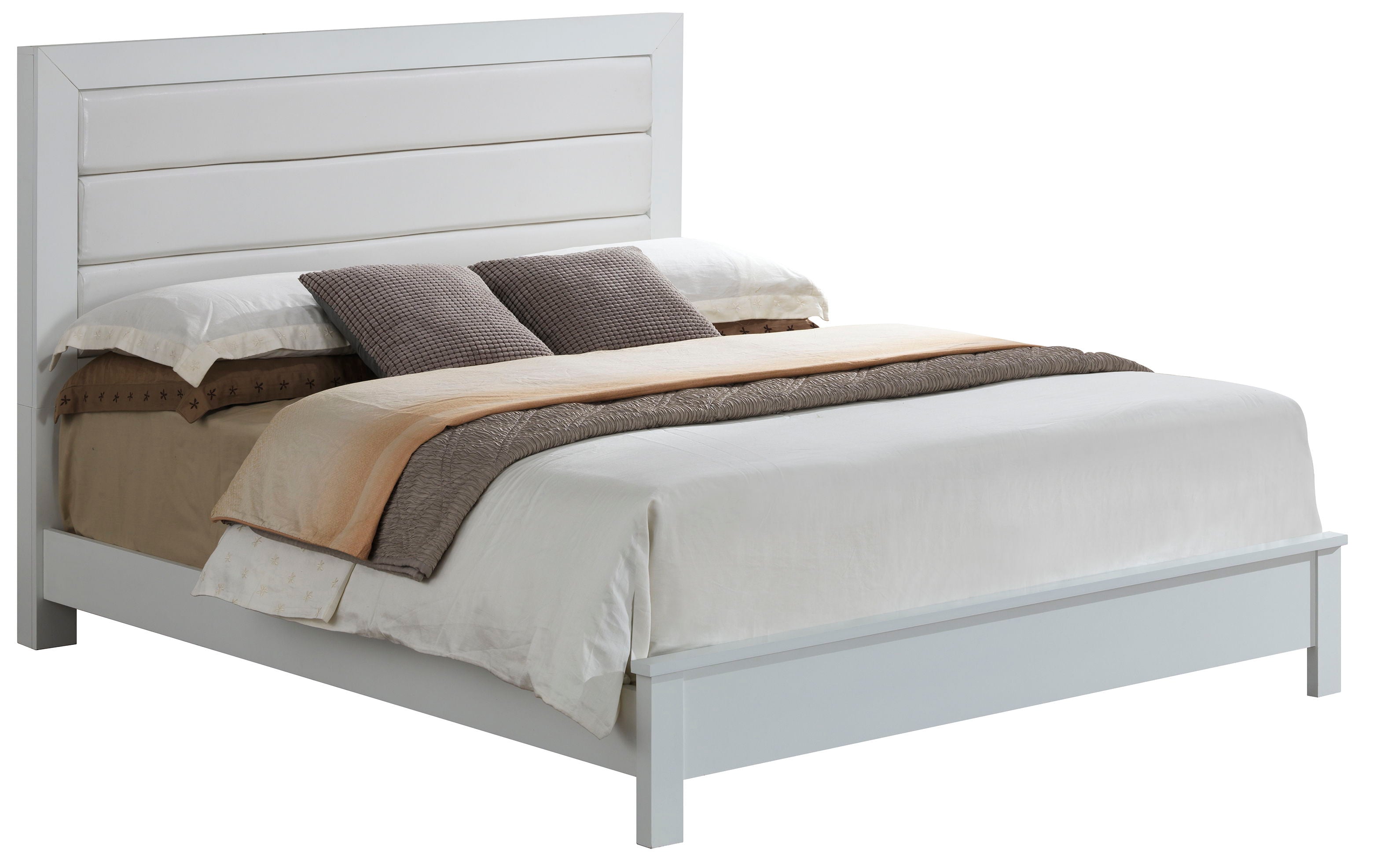 Stylish Transitional Bedroom Bed - White