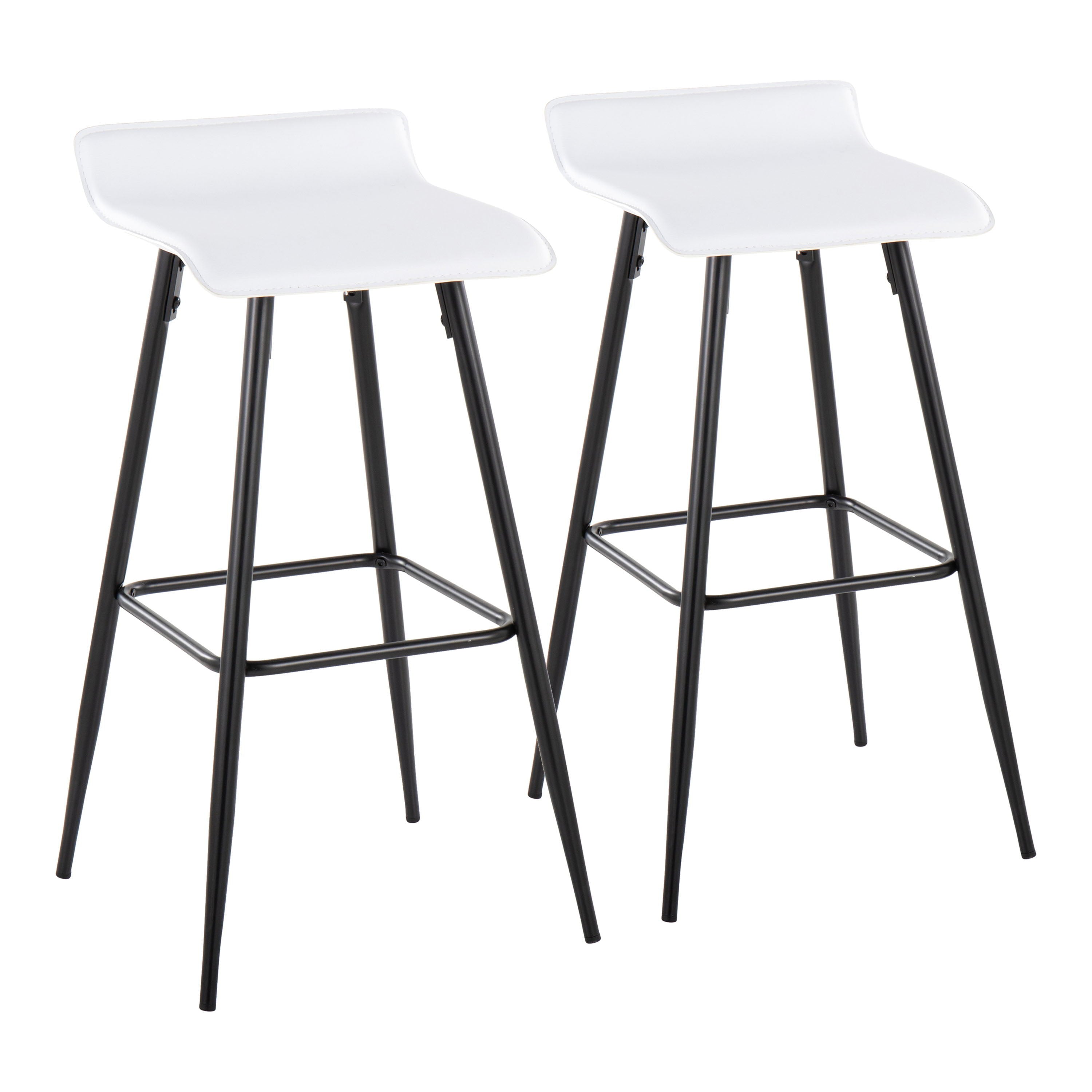 Ale - Contemporary Fixed Height Bar Stool (Set of 2) - White / Black