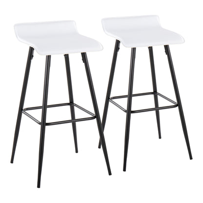 Ale - Contemporary Fixed Height Bar Stool (Set of 2) - White / Black