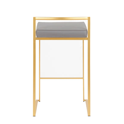 Fuji - Contemporary Counter Stool (Set of 2) - Gold / Gray