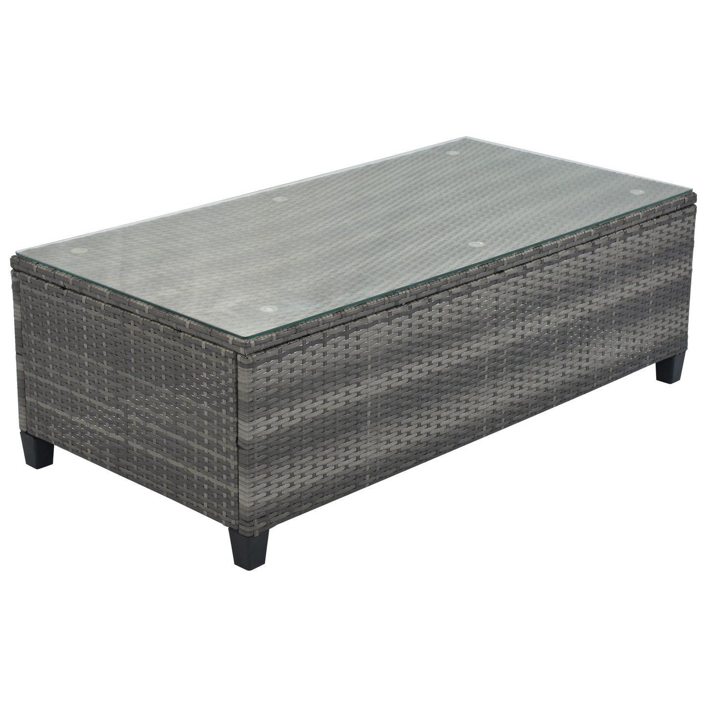8 Pieces Outdoor Wicker Round Sofa Set, Half-Moon Sectional Sets All Weather, Curved Sofa Set With Rectangular Coffee Table, PE Rattan Water-Resistant And UV Protected, Movable Cushion - Gray