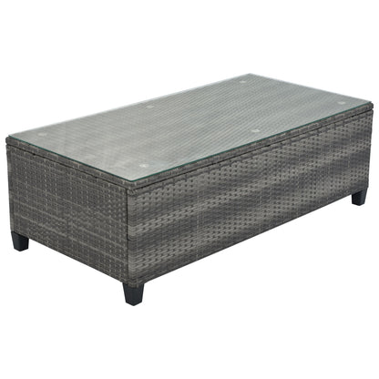 8 Pieces Outdoor Wicker Round Sofa Set, Half-Moon Sectional Sets All Weather, Curved Sofa Set With Rectangular Coffee Table, PE Rattan Water-Resistant And UV Protected, Movable Cushion - Gray