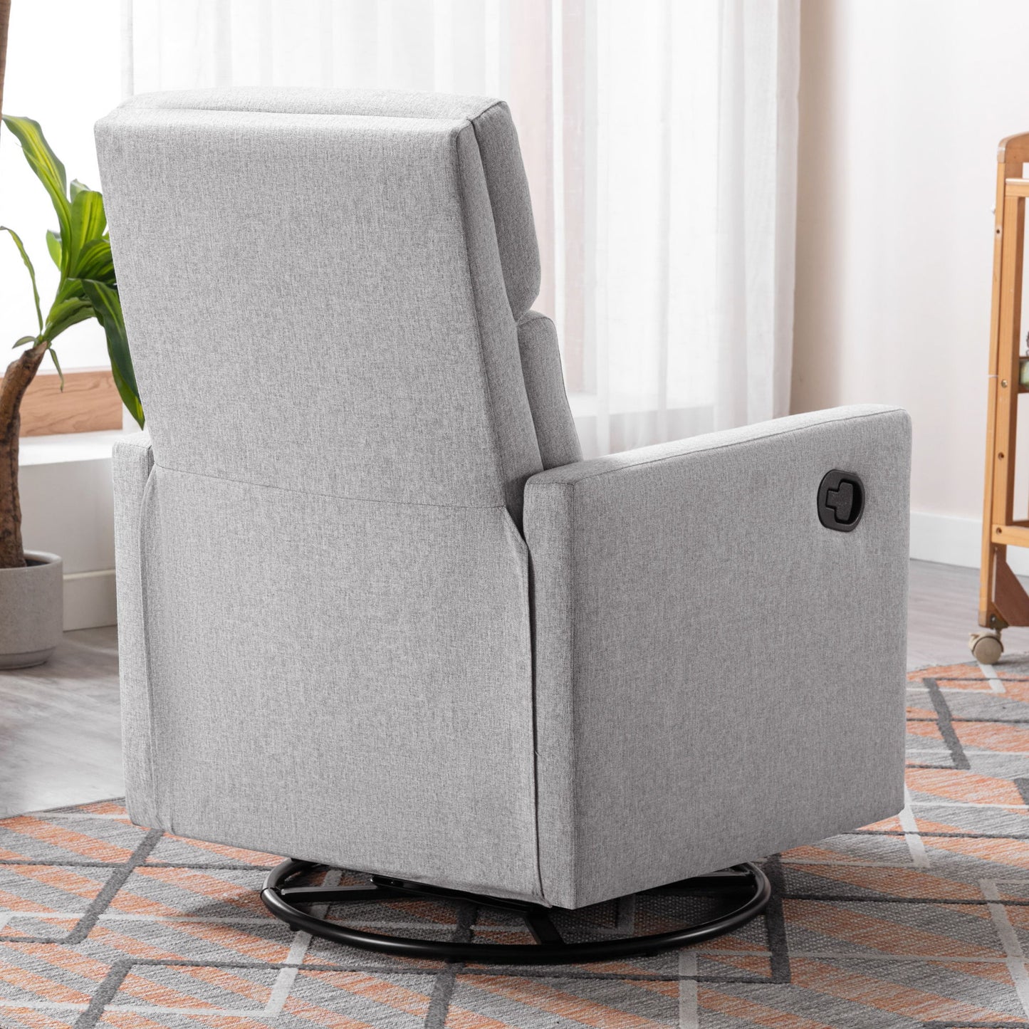 Modern Upholstered Rocker Nursery Chair Plush Seating Glider Swivel Recliner Chair - Gray
