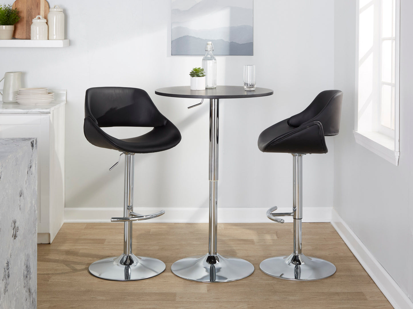 Elia - Contemporary Adjustable Bar Table - Black