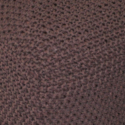 Handmade Semi Rounded Cable Knitted Pouf Perfect Seating & Footrest 100% Cotton - Brown