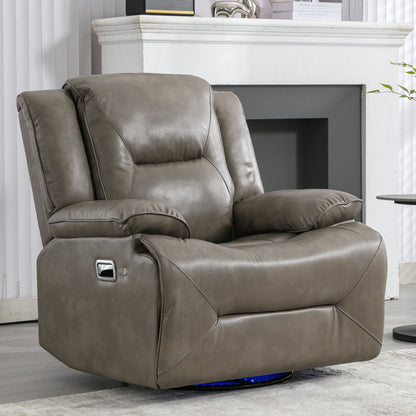 360ÔøΩÔøΩ Swivel And Rocking Home Theater Recliner Manual Recliner Chair With A Led Light Strip For Living Room - Gray