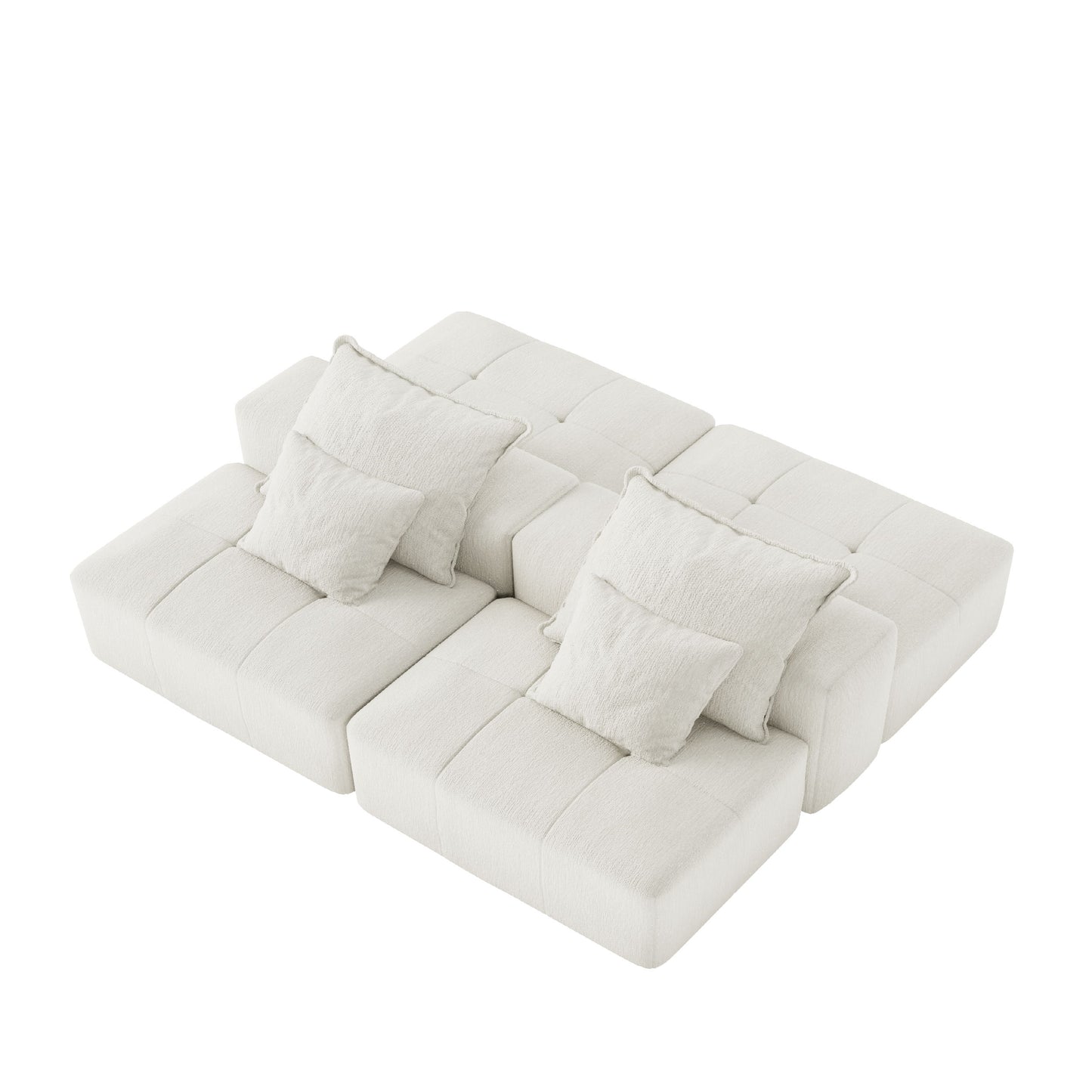 Modern Oversized Modular Sectional Sofa With 2 Ottoman And 2 Seat, Sparkling Chenille Fabric Soft Cushion Sofa With 4 Pillows, 4 Pieces Diy Combination Tufted Sofa, No Assembly Required - Beige
