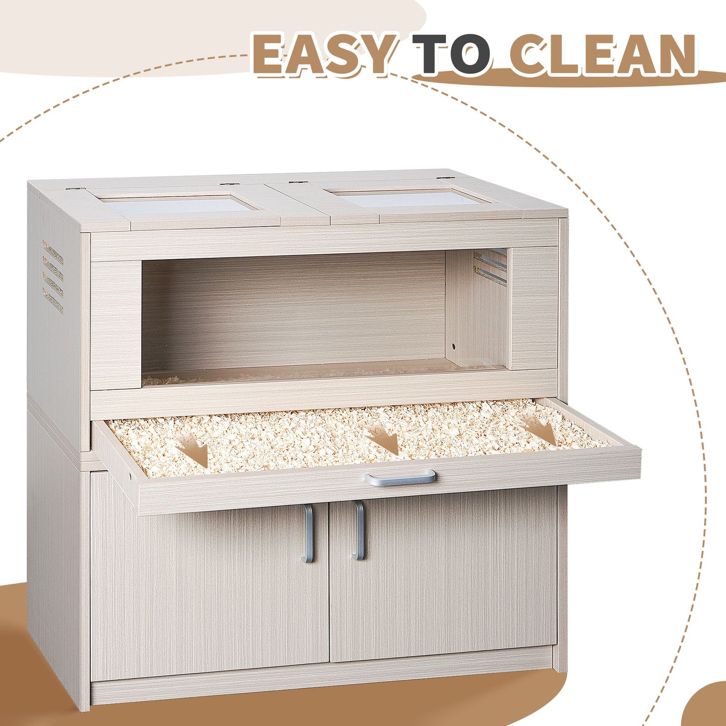 Guinea Pig Cages, Hamster Cage Wood With Independent Storage Cabinet, House For Rat Chinchilla With Guinea Pig Hutch And Bridge, Openable Top With Acrylic Sheets - Natural Wood
