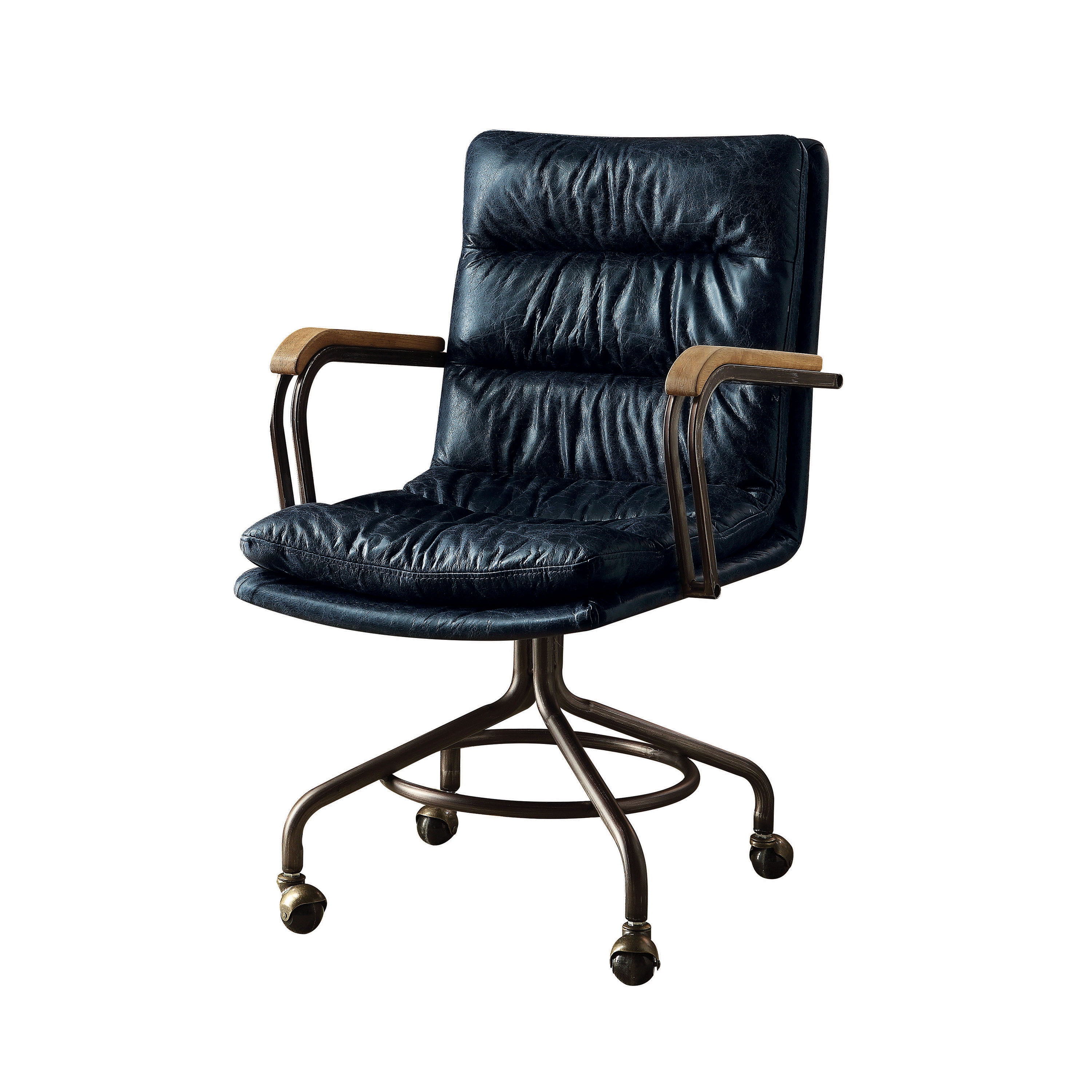 Harith II - Top Grain Leather Office Chair - Vintage Blue