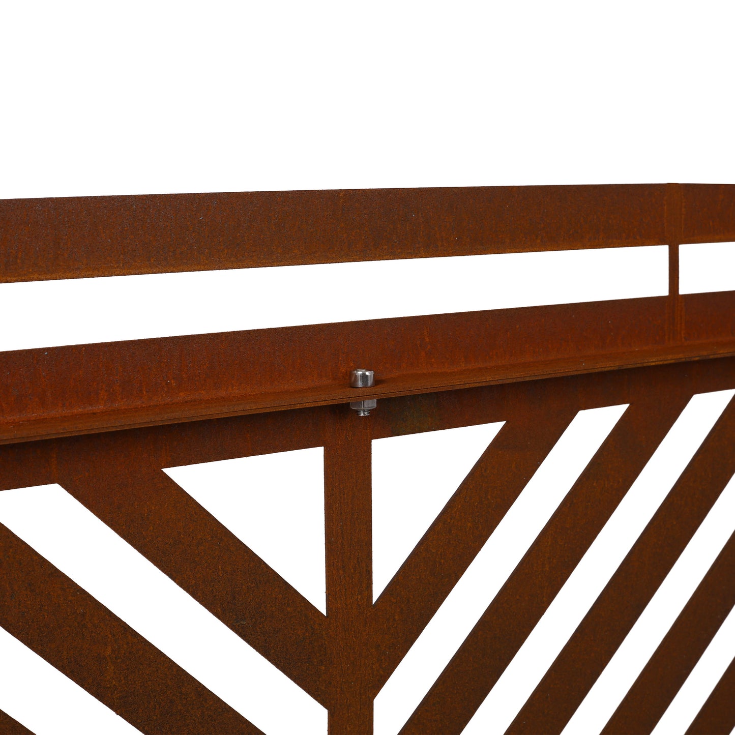Rusty Outdoor & Indoor Freestanding Metal Privacy Screen, Decorative Privacy Fence Panels For Deck, Balcony, Patio - Rust Red