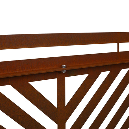 Rusty Outdoor & Indoor Freestanding Metal Privacy Screen, Decorative Privacy Fence Panels For Deck, Balcony, Patio - Rust Red