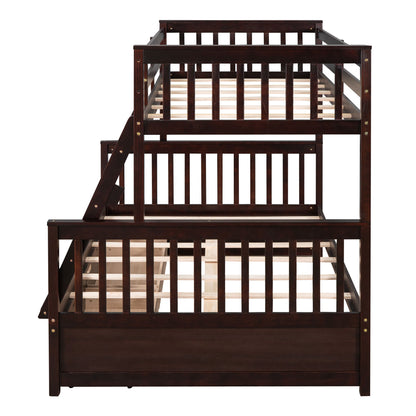 Twin Over Full Bunk Bed With Ladders And Two Storage Drawers - Espresso