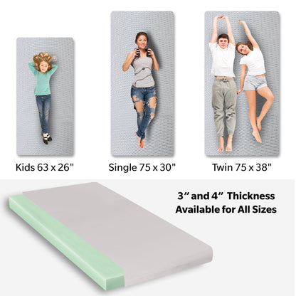 Memory Foam Camping Mattress Foldable, Portable Comfort & Water Resistant Cover - Gray