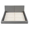Queen Size Upholstered Platform Bed, Grounded Bed With Solid Frame - Gray