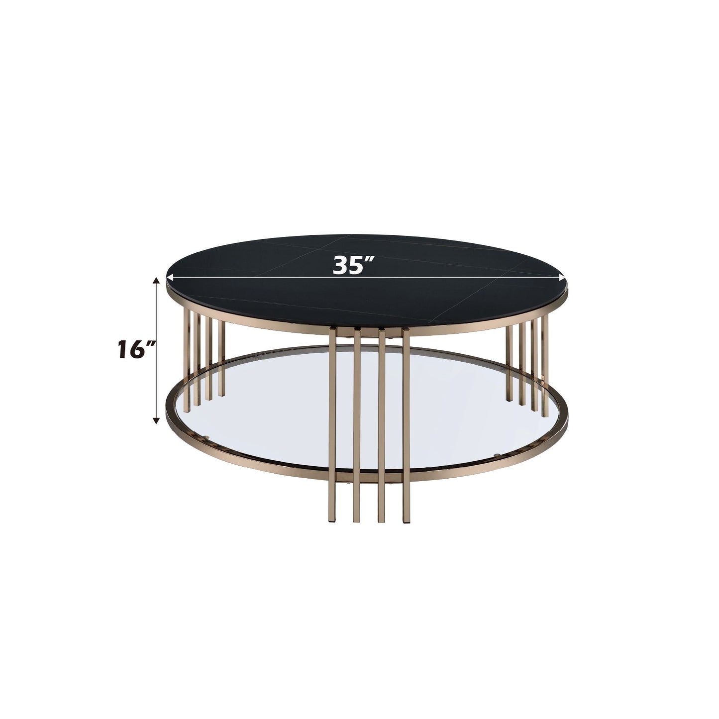 Abisha - Sintered Stone Top & Champagne Round Coffee Table - Black