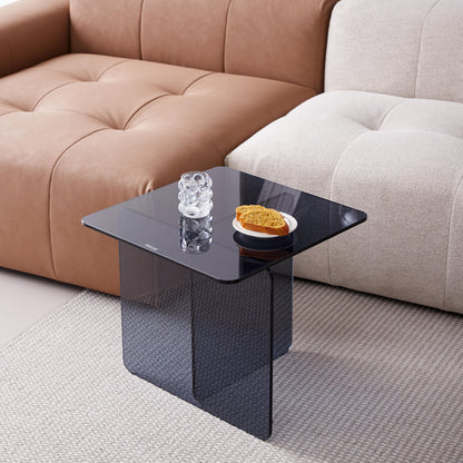 Tempered Glass Side Table, Multi Purpose Night Stand, Durable Transparent End Table - Smoke Gray