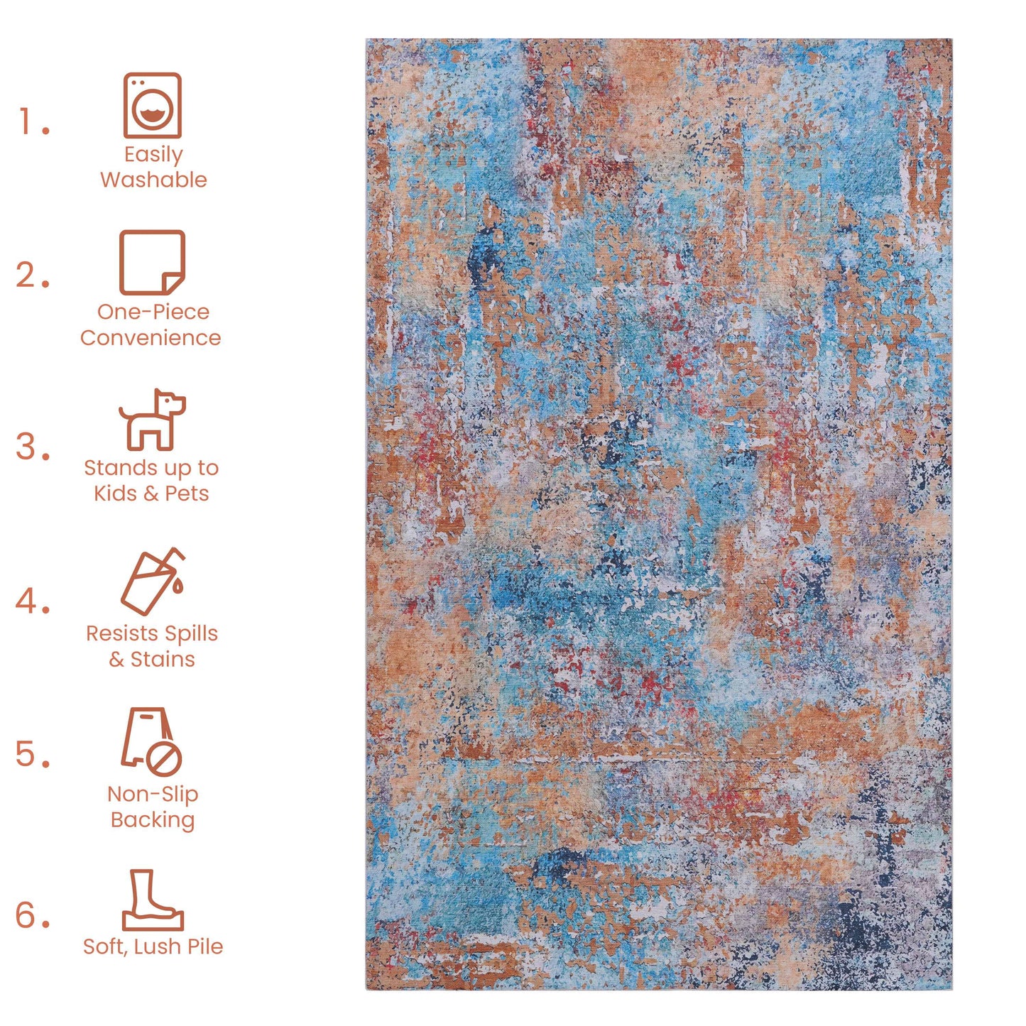 Maval - 3' X 5' Washable Area Rug - Multi