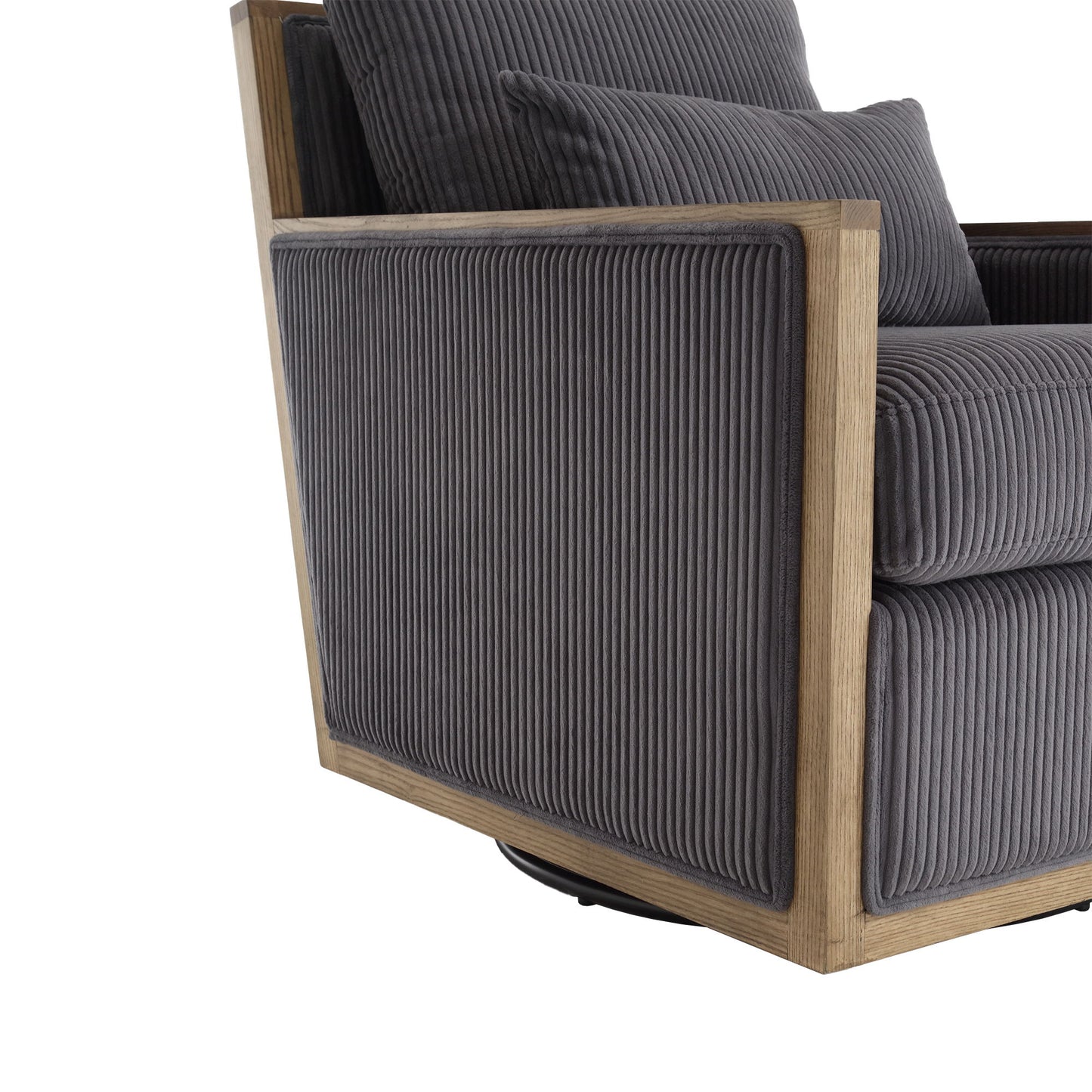 Swivel Barrel Chair, Comfy Accent Sofa Chair With 360 Degree Rotation And Hardwood Frame - Dark Gray